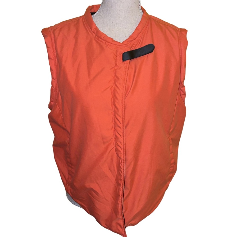 Tommy Hilfiger Women’ Puffy Vest Orange Size XL Velcros And Snap Closer
